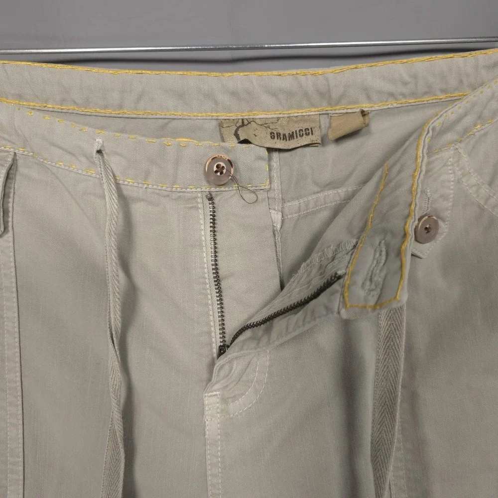 GRAMICCI Women's Pants Size 6 Straight Flare Drawstring Hiking Gray‎ Green